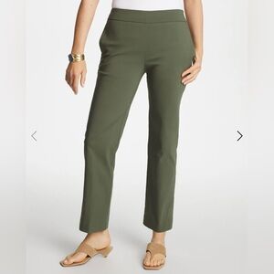 Chico's Kelp Forest Straight-Leg Pull-On Brigitte Pants size 2 (12 or large US)